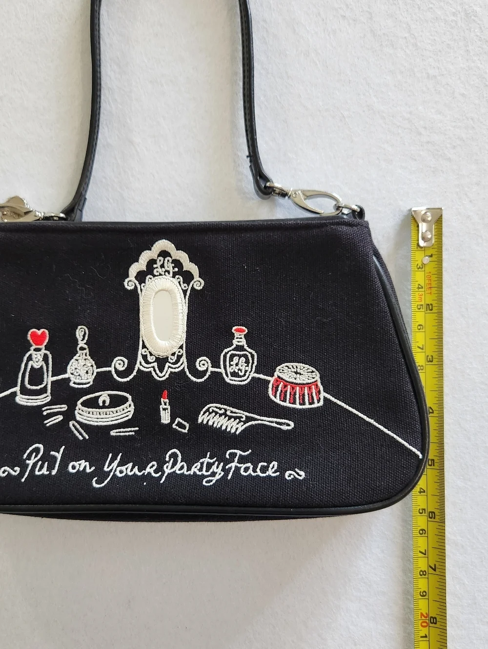 Lulu Guinness Black 'Put On Your Party Face' Whimsical  Print Graphic Bag